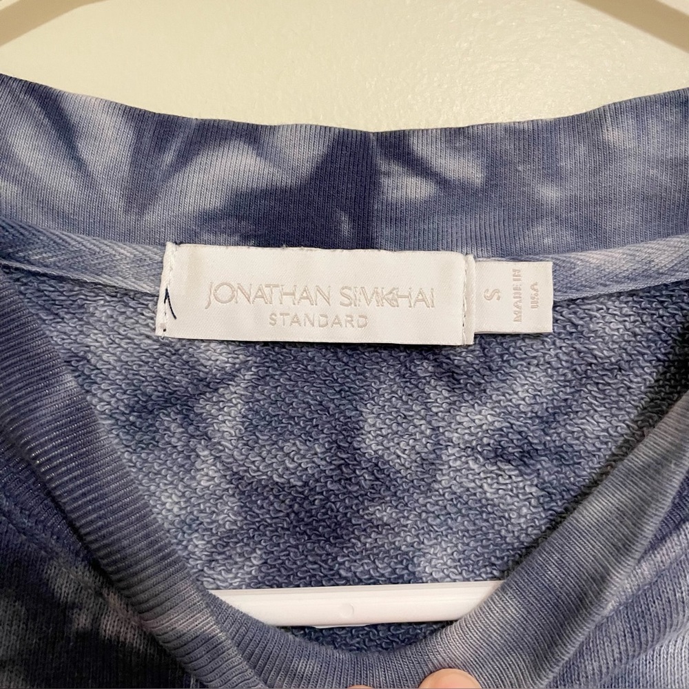Jonathan Simkhai Standard Tie-dye Cropped Sweatshirt In Indigo Small - Picture 8 of 8